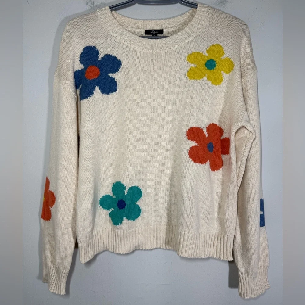Rails Perci Cotton Sweater Ivory Daisies size S - Picture 5 of 11